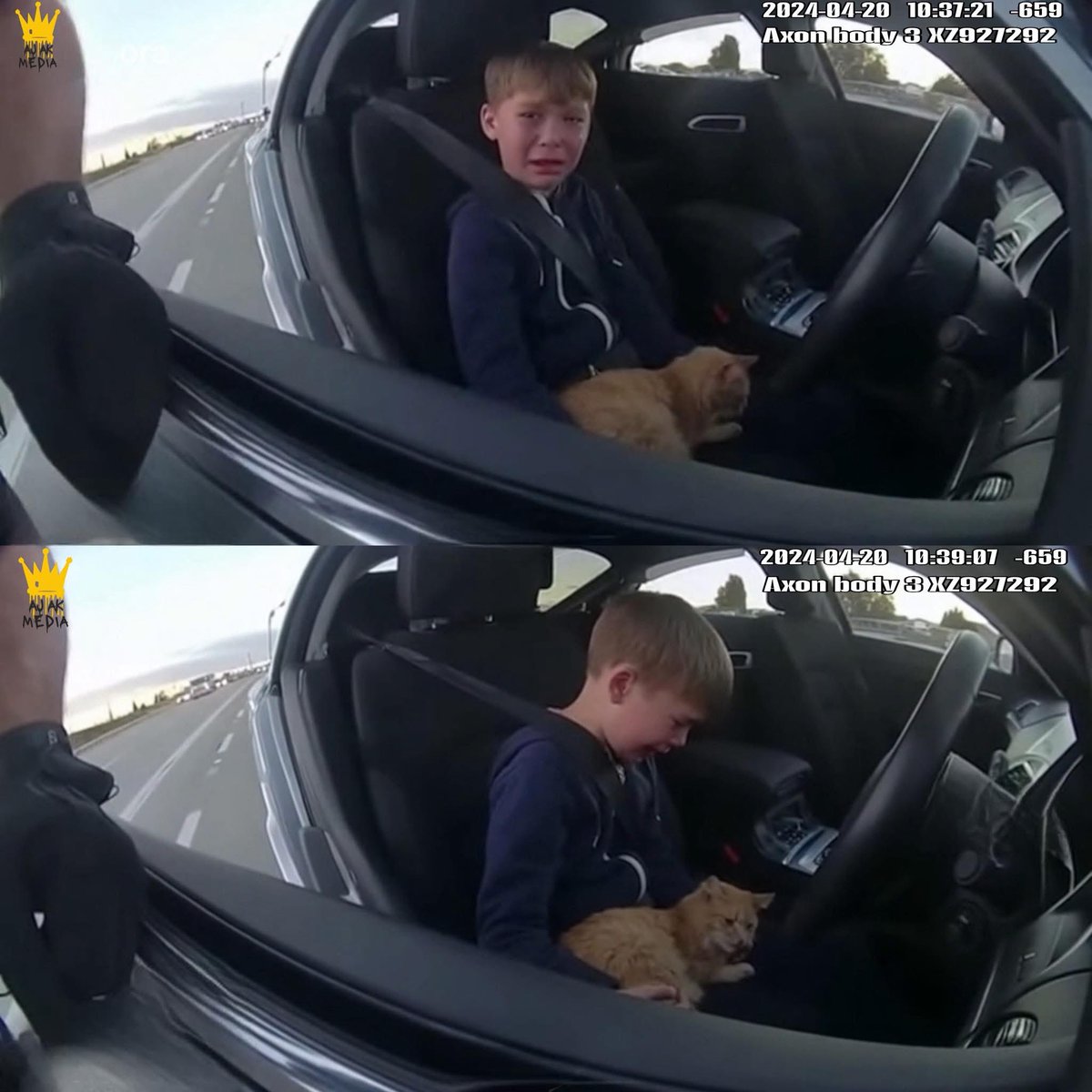 13 Year Old Pulled Over While Trying to Save His Cat.
In Florida, a 13 year old boy, home sick from school, was thrown into a terrifying situation. His mom wasn’t answering, and his orange cat was dying before his eyes. Panicked but determined, he grabbed the car keys. Though he