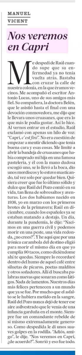 El último ‘cruasán’. Manuel Vicent en El País