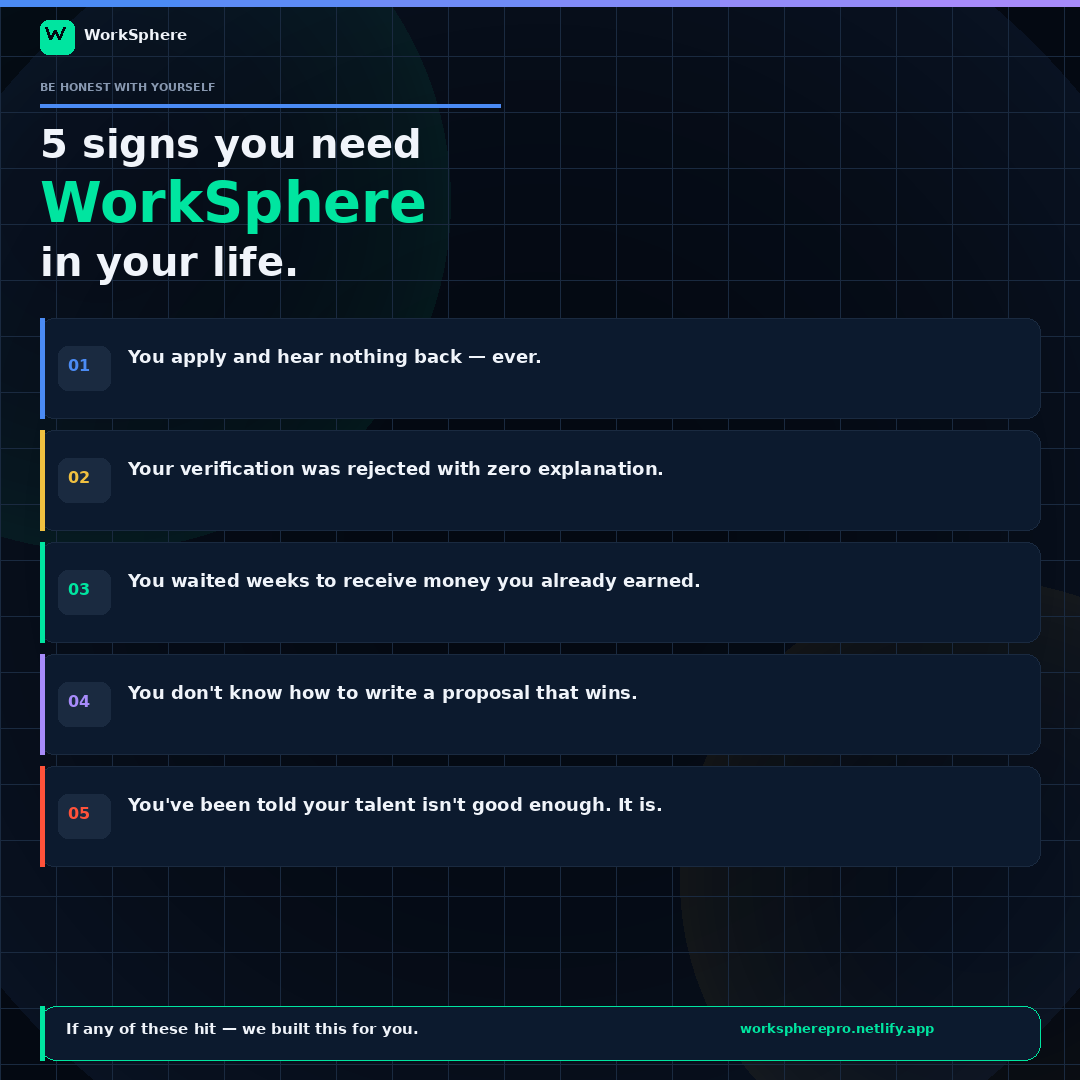 themediapostle's tweet image. it's Sunday.
10,000 freelancers are not resting.
they're waiting for Q2 2026.
not to apply again. not to get rejected again.
to launch on WorkSphere.
workspherepro.netlify.app
#WorkSphere #FreelanceAfrica #NigeriaTwitter #AfricanTech #Freelancing #BuildingInPublic