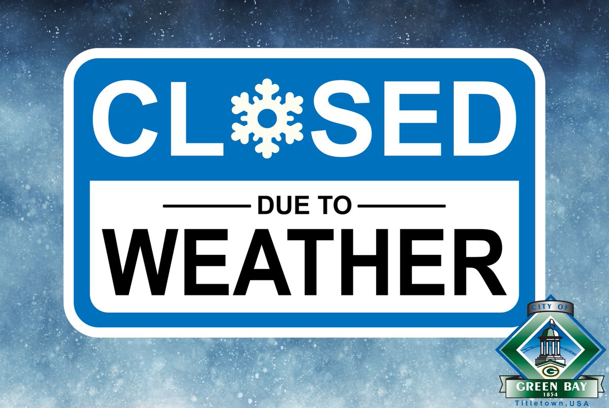 CityofGreenBay's tweet photo. City Hall will be closed Monday, March 16 due to the Blizzard Warning. Many services available in person can be done online at https://t.co/zuVHnQXAxl. We expect to be open on Tuesday, March 17th at 7:30AM. https://t.co/Q8qOzJFgLa