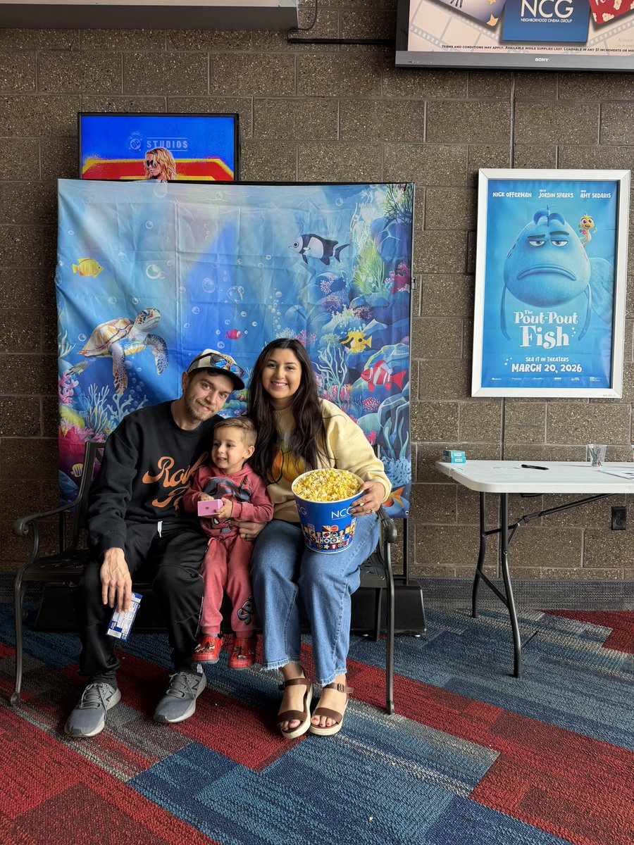 Ceddypants's tweet photo. Nico went to his first movie today, The Pout Pout Fish, based on a book we’d read to him when he was a few months old- and still read today. 

He was so good and paid attention so well. 

I ugly cried at least 3 times. 

My little boy is growing up so quick! https://t.co/QYprUCaDXU