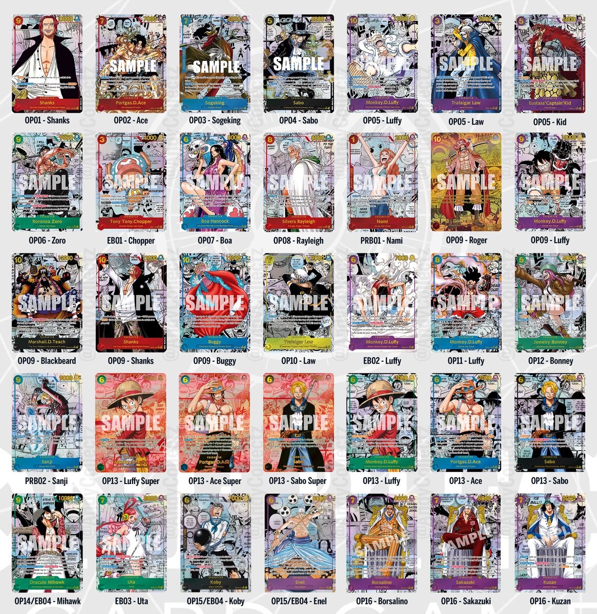 Updated English OPTCG Manga Rare Checklist from OP01-OP16