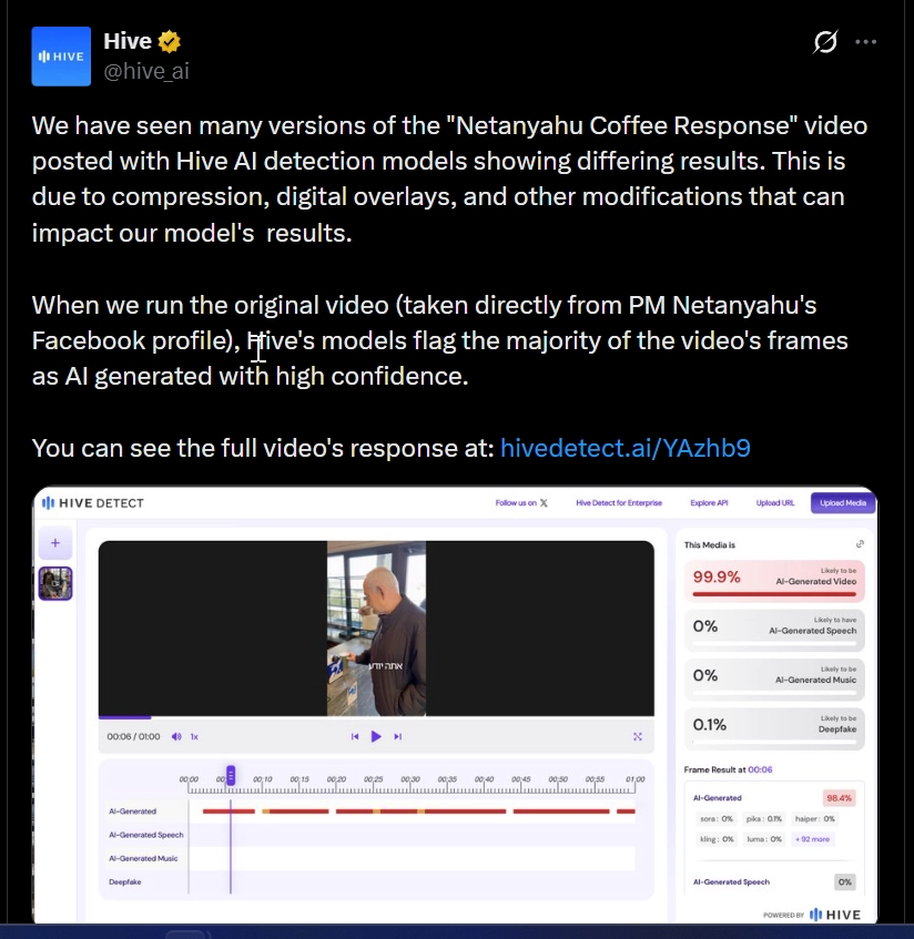 racketeerbhai's tweet photo. @hive_ai @netanyahu There was a misunderstanding. Confirmed by hype means this one. 
1. https://t.co/2mR8Witw6j This image is picked from netanyahu's video
2. https://t.co/cXeZ6rs8J7 this is the ai upscale version of the same image. https://t.co/oN437MaSNi