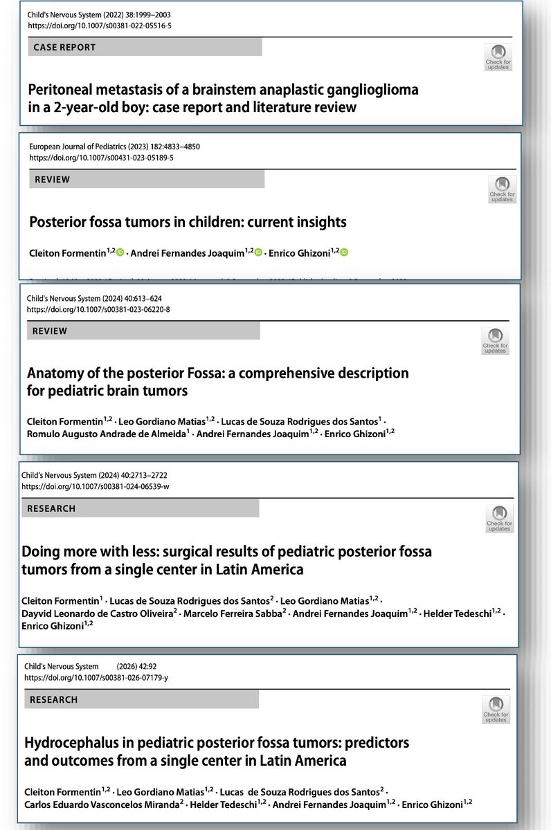 cleitonfmd's tweet photo. Very happy to close an important chapter of my academic journey.

Over the past few years, my PhD research resulted in five published papers exploring different aspects of pediatric posterior fossa tumors!

I am deeply grateful to all collaborators who were part of this journey! https://t.co/Ysk19m9uGm