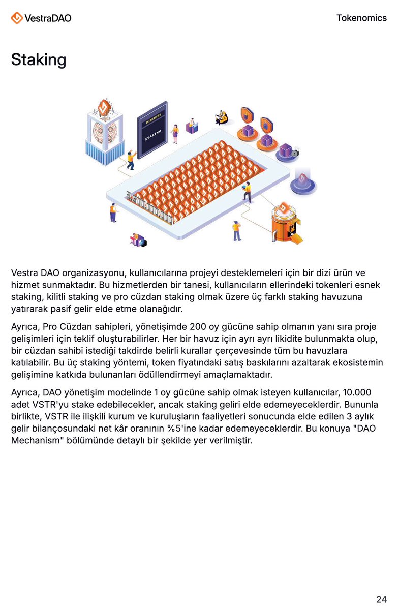 cmlenft25's tweet image. $VSTR  #WhitePaper serimizin 15.'si ile devam edelim 👇 

Bugün de sayfa 24'ü işleyelim... 

👉 VSTR Staking 
(Stake: Bir kriptopara birimini belirli bir zaman aralığında kriptopara cüzdanlarında kilitli tutmayı ifade eder.)