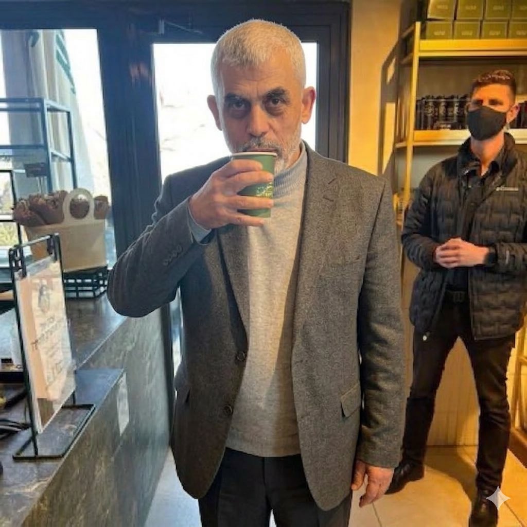 Al-Sinwar is alive and he was at Sataf Cafe.