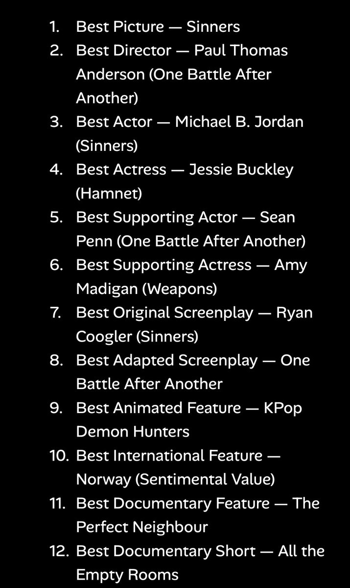 soneshzen's tweet photo. My picks for Oscars 2026. 

#OscarSunday #oscar #academyawards https://t.co/wn94kL3Ntp