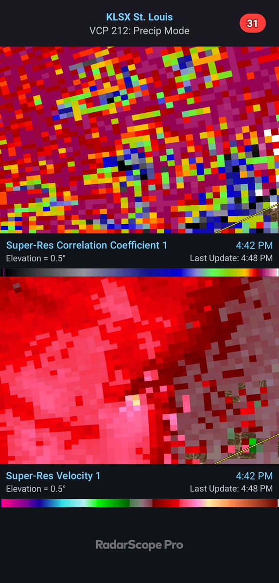 tydeanwx's tweet image. Potentially a low precip tornado northwest St Louis near maryland heights? Hard to tell if its some side lobe or a legit low precip tornado