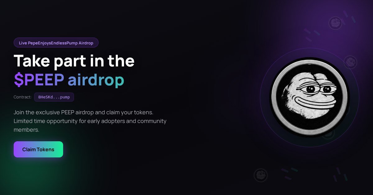 HeudeIsmael's tweet photo. DROPS ALERT: $PEEP is now live!
This is exclusively for community members.
Hurry, it's first-come, first-served—act fast!

https://t.co/90zXI98Yk6 https://t.co/rNxvqQ3pJQ