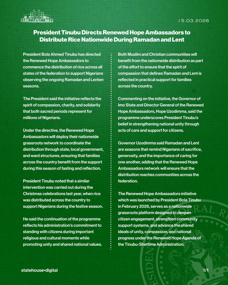 Presidency Nigeria tweet media