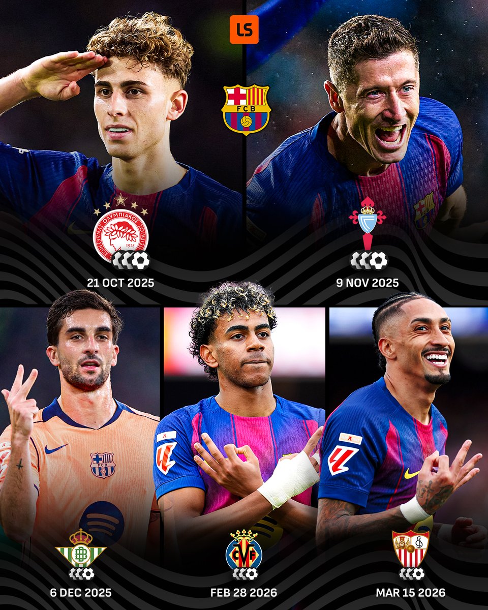 𝐅𝐈𝐕𝐄 Barcelona players have scored hat-tricks in all competitions this season 🤯