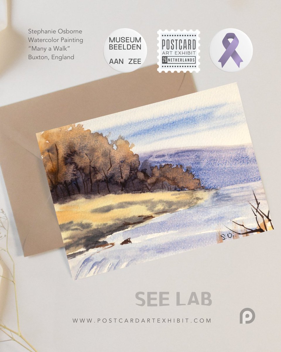 A lovely card being prepped for #postcardartexhibit26! Together, we support Blijft-je-Bij — the art program at Museum Beelden aan Zee designed for those affected by Alzheimer's. Thanks, Stephanie Osborne (not on X) #postcardartexhibit #artistssupportingalzheimers #artforacause