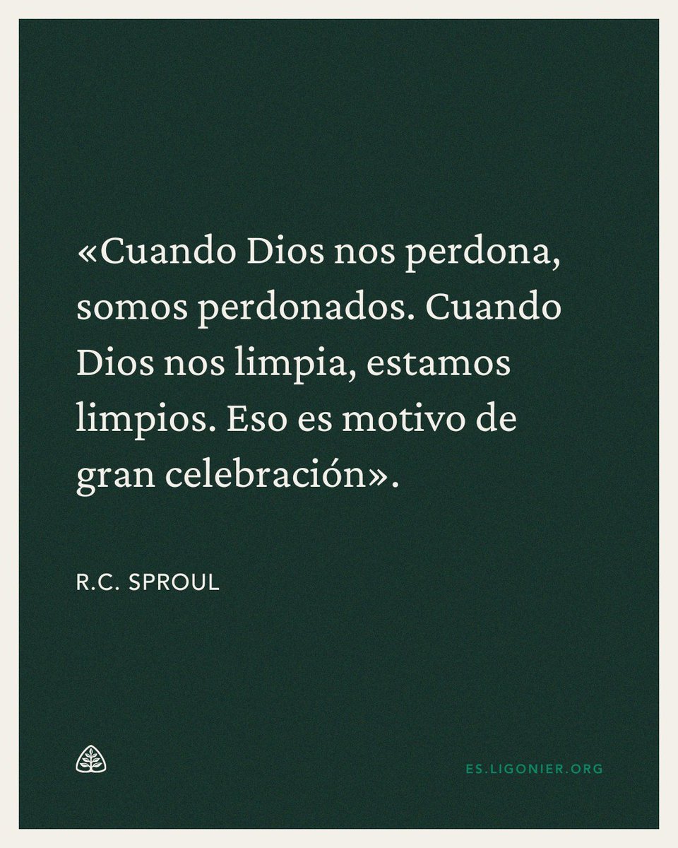 «Cuando Dios nos perdona, somos perdonados. Cuando Dios nos limpia, estamos limpios. Eso es motivo de gran celebración». —<a href="/RCSproul/">R.C. Sproul</a>
