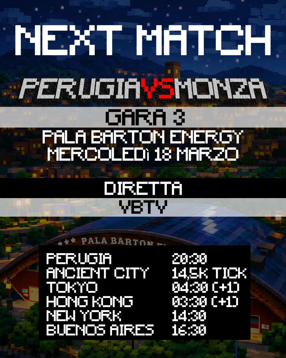 SIRVolleyPG's tweet image. ➡️ 𝙉𝙀𝙓𝙏 𝙈𝘼𝙏𝘾𝙃

🆚 Vero Volley Monza
🗓️ 18 marzo
🕣 20:30
🏟️ Pala Barton Energy
📺 VBTV

#BlockDevils