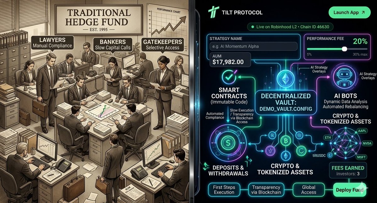 EchoesOf_Her's tweet photo. Most people think hedge funds belong to Wall Street elites.💭

Private rooms.
Institutional money.
Million-dollar entry tickets.

But crypto is starting to experiment with something very different…
🧵