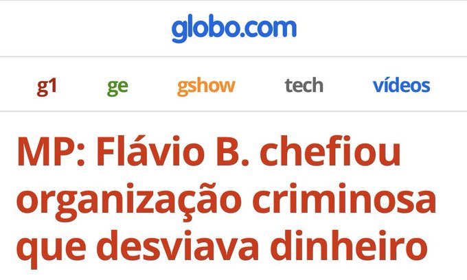 Depois da Folha de São Paulo meter o “Flávio” sem sobrenome, a Globo mete o “Flávio B. “  

Eles literalmente acham que o povo é otario