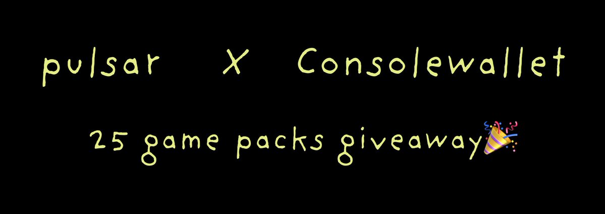 Pulsar is launching soon on Canton in partnership with Console Wallet, 

i was given 25 Pulsar game packs to give away to my community.

to enter:
- follow <a href="/pulsar_xyz/">Pulsar</a>
- follow @consolewallet
- like, repost, and comment below
- fill this form:
forms.gle/T8Q46zFstifkBC…

winners