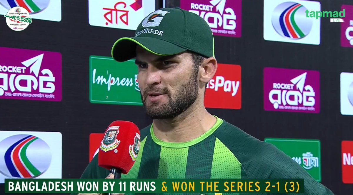 AwARa_12's tweet photo. Shaheen Afridi said "My youngsters played international cricket for the first time. I will continue to back them" ❤️ #BANvPAK #tapmad https://t.co/cThE0Npn6G