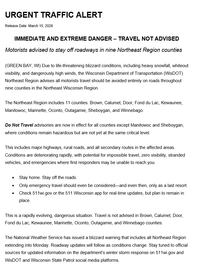 WisDOT Northeast Region tweet media