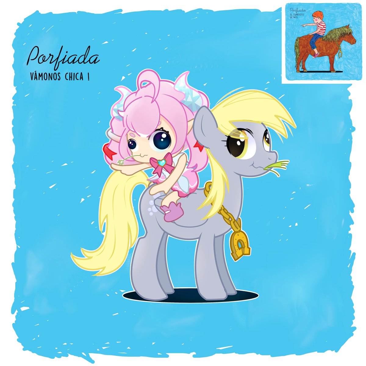 Blakiarts's tweet photo. Porfiada - Vámonos Chica!!! 
Derpy Hoove &amp; Chibidoki

#chibmin #chibidokiart #MLP https://t.co/nXm6GqCUMD