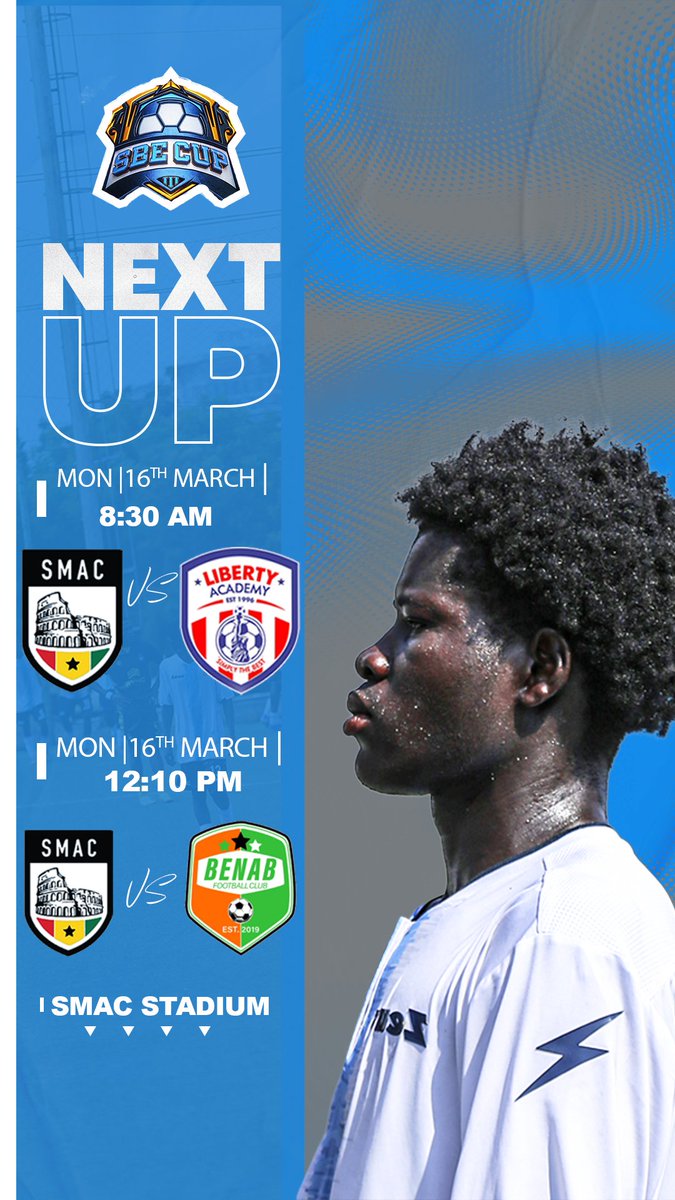 Two games. One mission. ⚽🔥
SBE Cup action on Monday.
SMAC SC 🆚 Liberty Academy — 8:30 AM
SMAC SC 🆚 Benab FC — 12:10 PM
📍 SMAC Stadium