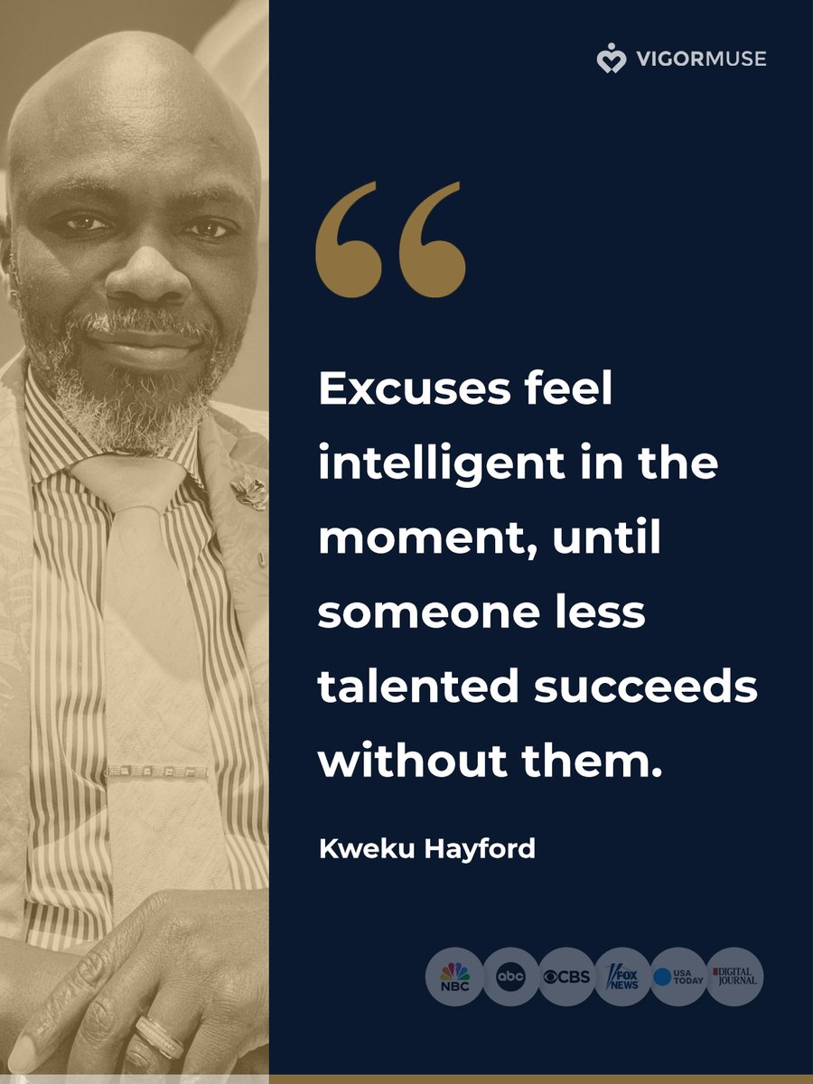 VigorMuse's tweet photo. Excuses feel intelligent in the moment, until someone less talented succeeds without them.

#excuses #success #ambitiouswomen #goals #vigormuse https://t.co/HkHx084BFM