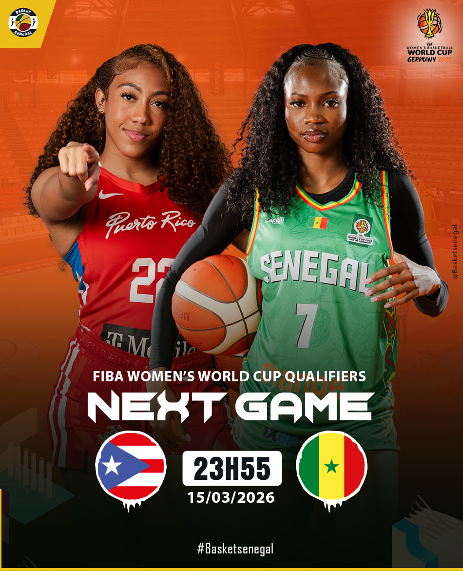 Basket_Senegal's tweet image. 📢 FIBAWWC Qualifiers🏆
4e journée : Un rendez-vous décisif pour les lionnes🇸🇳 ce soir face au Porto Rico à  #sanjuan 🏀

🗓️ 15/03/2026
🏟️ Coliseo José Miguel Agrelot
🕘 23H55 Gmt

#Basketsenegal #Teamsenegal #FIBAWWC