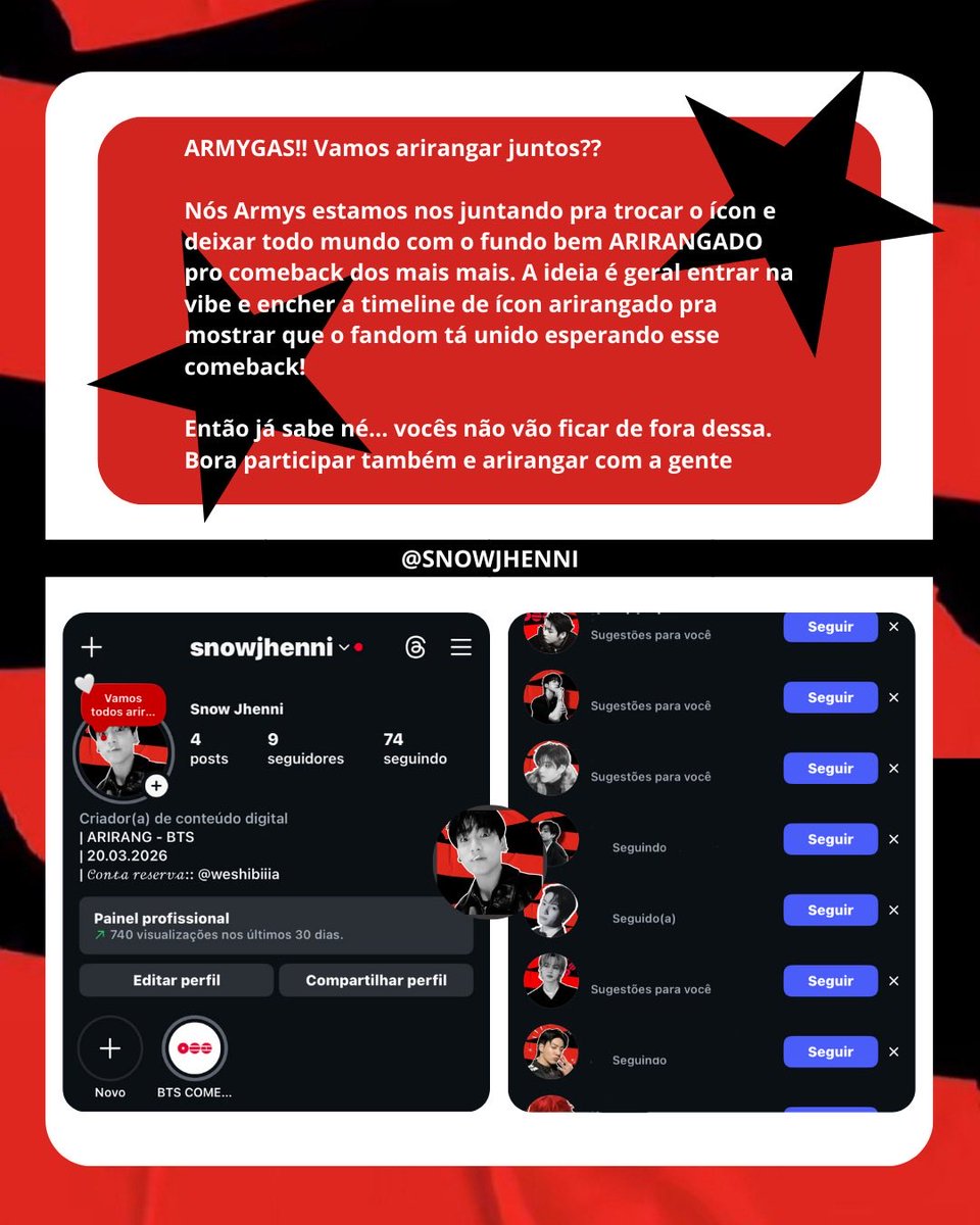 SNOWJHENNI7's tweet image. ARMYGAS!! ARIRANGADO por aqui. A ideia é simples: Armys unidos, timeline bonita e todo mundo mostrando apoio pros mais mais. 

#btsarmy #arirang #timeline #comeback #armybrasil