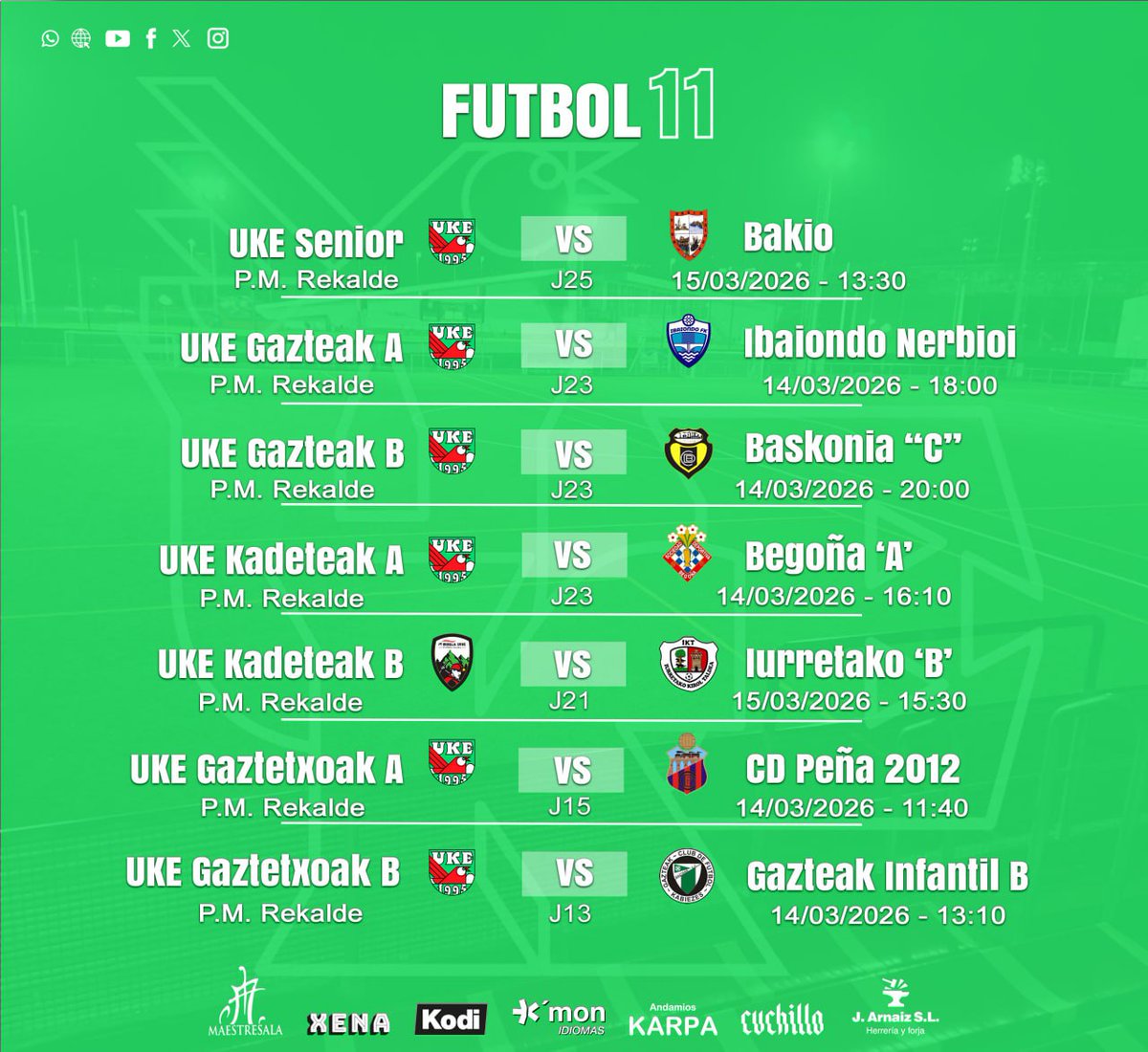 📣Asteburu honetako ordutegiak:

💚🤍