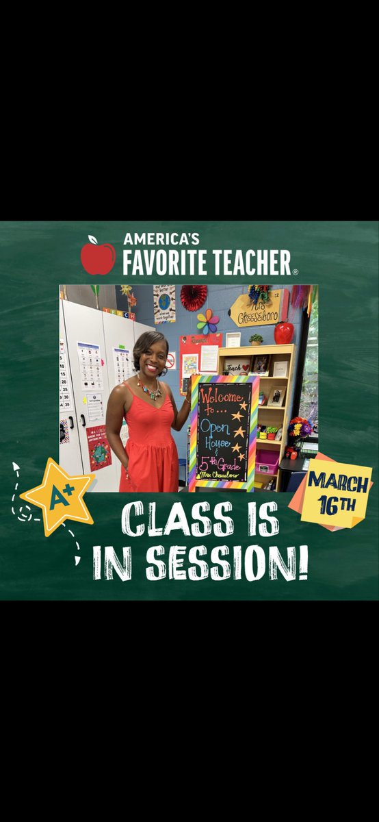 Teachercheese's tweet photo. Hello friends and family. It’s  almost here! I’m in the running for America’s Favorite Teacher. Voting officially begins tomorrow! Checkout my profile! https://t.co/nWJLrTnnGn