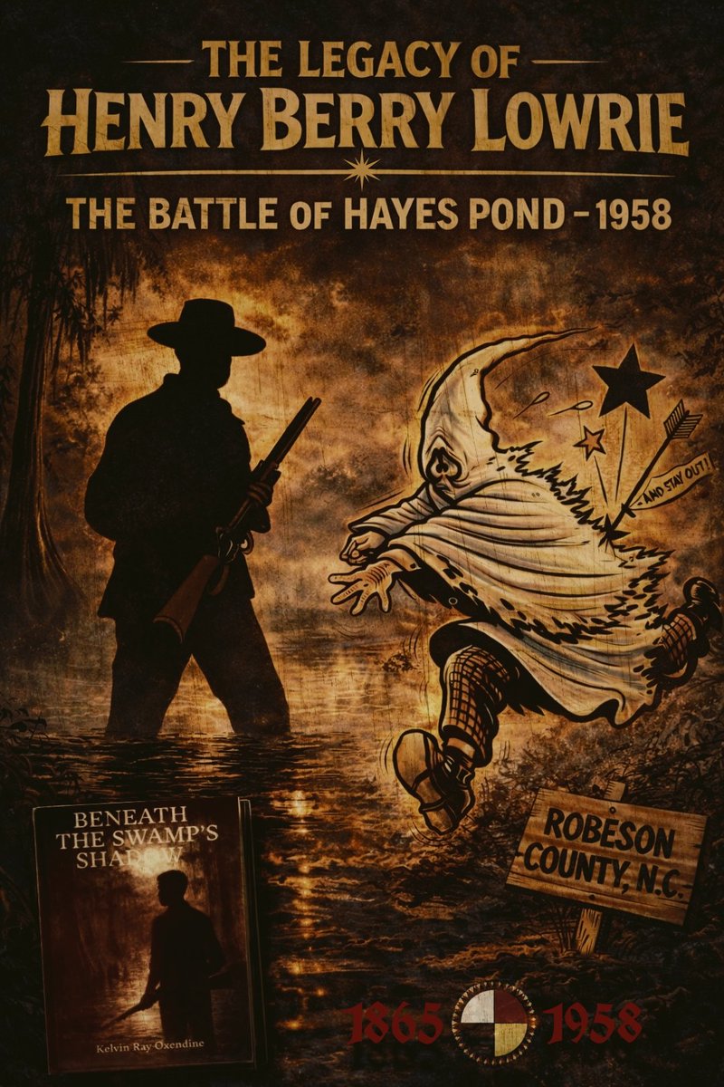NativeKRO's tweet photo. When the Ku Klux Klan came to Hayes Pond in 1958 expecting fear…

they found something else.

A community shaped by the legacy of Henry Berry Lowrie nearly 100 years earlier.

Some battles begin long before the night they’re fought.

📘 Beneath the Swamp’s Shadow https://t.co/VUupOfnkkB