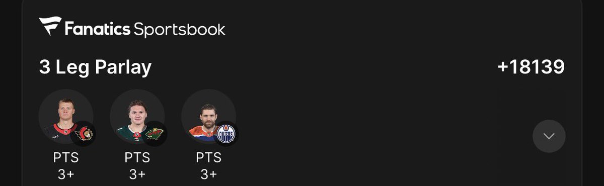 DougieBubsBets's tweet image. NHL Sunday Points Trio 🏒🚨

Stutzle/Kaprizov/Draisaitl 🪜
1+ Pts +158 0.7u
🔗 betfinder.short.gy/ZcaJBG?utm_ref…
2+ Pts +1669 0.2u
🔗 betfinder.short.gy/FlEASX?utm_ref…
3+ Pts +18139 0.1u
🔗 betfinder.short.gy/AMu1Am?utm_ref…

#GoSensGo #mnwild #LetsGoOilers #NHLPicks #NHLBets #GamblingX