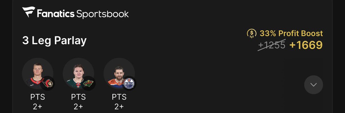 DougieBubsBets's tweet image. NHL Sunday Points Trio 🏒🚨

Stutzle/Kaprizov/Draisaitl 🪜
1+ Pts +158 0.7u
🔗 betfinder.short.gy/ZcaJBG?utm_ref…
2+ Pts +1669 0.2u
🔗 betfinder.short.gy/FlEASX?utm_ref…
3+ Pts +18139 0.1u
🔗 betfinder.short.gy/AMu1Am?utm_ref…

#GoSensGo #mnwild #LetsGoOilers #NHLPicks #NHLBets #GamblingX