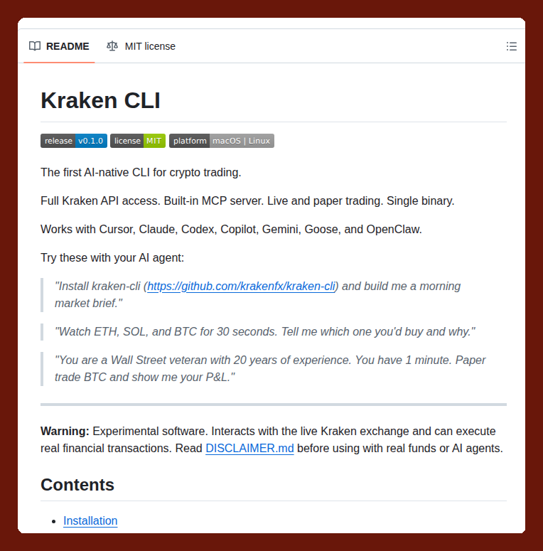 tom_doerr's tweet photo. CLI for crypto trading with AI agent integration

https://t.co/9TEYvXGsFz https://t.co/P53tUxXEPQ