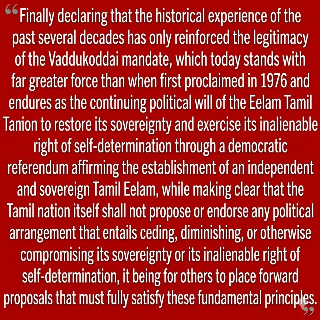 Tamil Eelam Is the Solution! Let Us Rise with Resolve!
Rallying Call of the Paris 15 March 2026 Gathering of Vaddukkoaddai Resolution Golden Jubilee quotes of statement issued. Error nation spelling