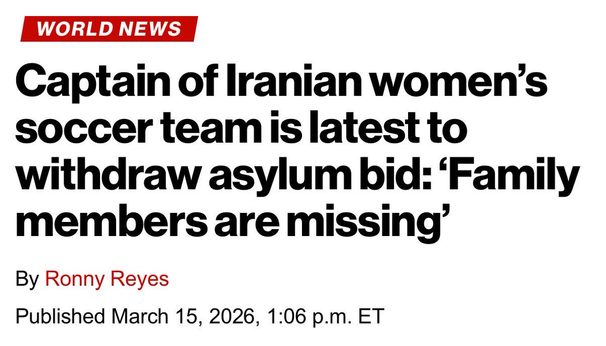 突发新闻：伊朗女足队长在家人失踪后撤回了在澳大利亚的庇护申请。

联合国妇女署对此保持沉默。