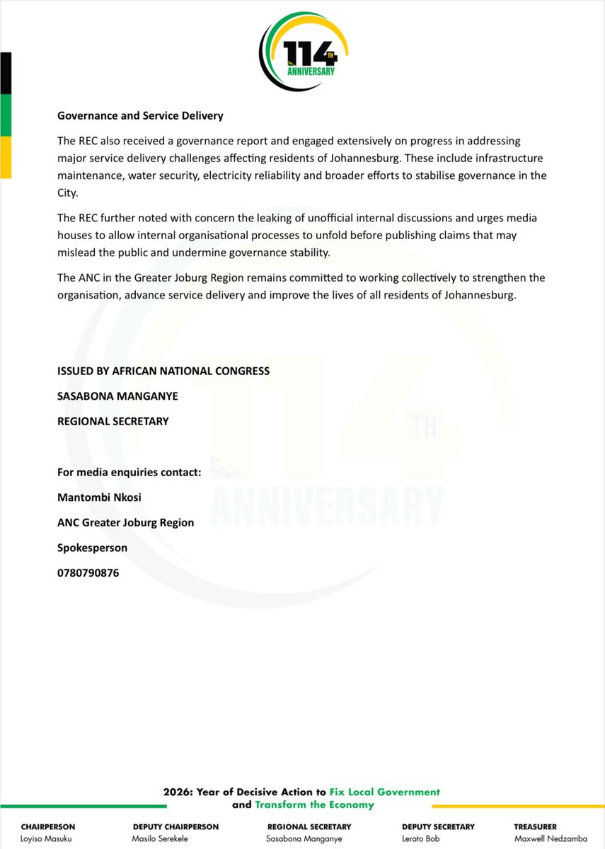 ANC Greater Joburg Region tweet media