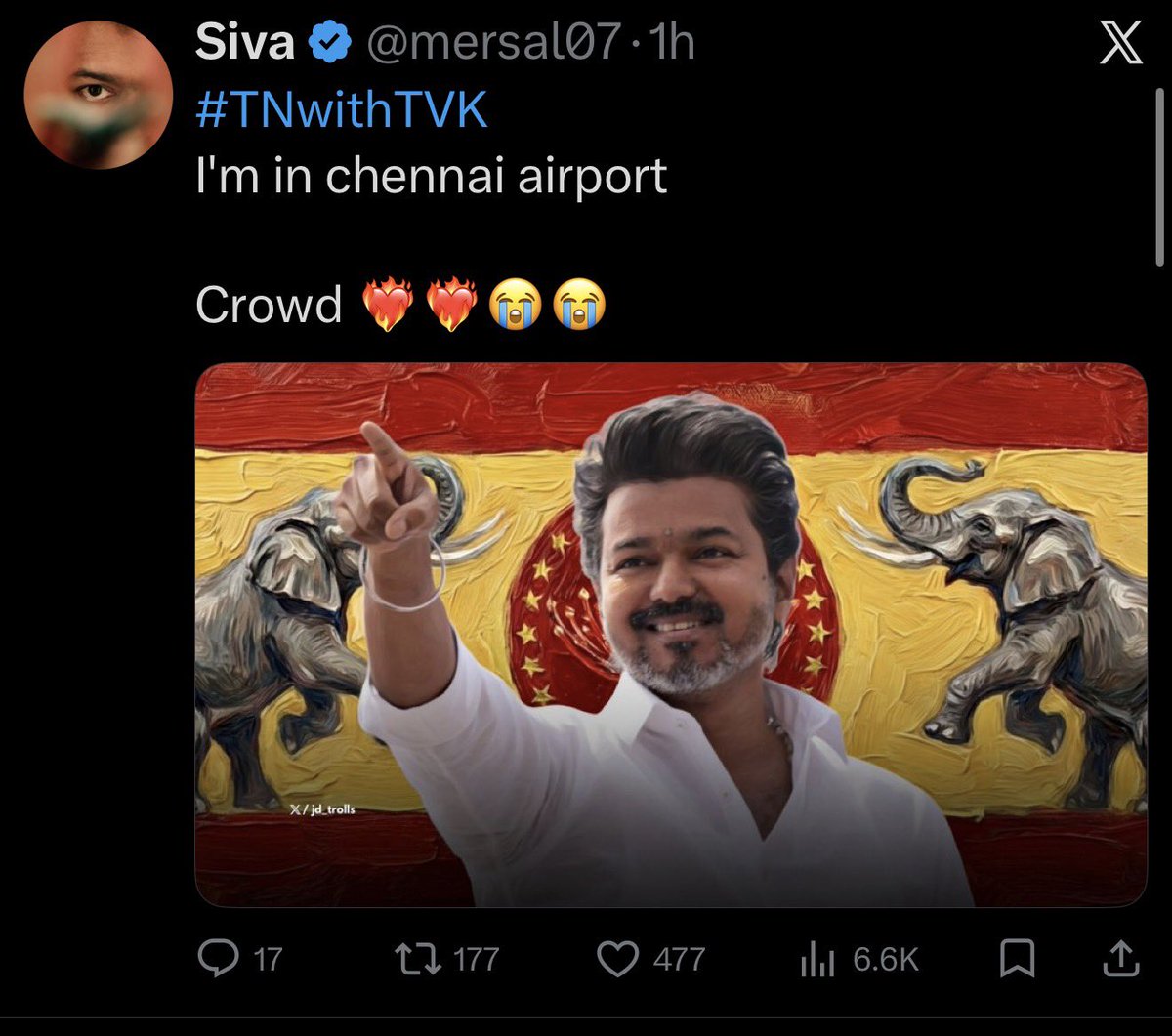 svigneshchn's tweet photo. Dei dhandasoru fraudu nee Ippo already Chennai airportley irukkey
Aprom you are going back and coming back appadi thaaney?
Dei fraudu
#tvk #Vijay #Trisa https://t.co/tCoYFdq92q