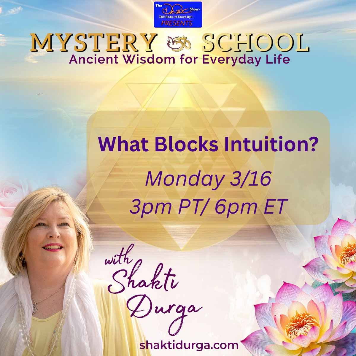TheDrPatShow's tweet image. In this week’s #MysterySchool #ShaktiDurga explores the subtle factors that can cloud #intuitive #awareness ow.ly/70J950YsC74 #drpatpresents #innerknowing #chakras #energyfield #perception #spirituality