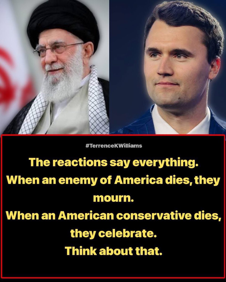 This is a clear picture of what’s wrong with our Society.. 
When one man died, the Left mourned.
When the other died, the Left celebrated.

One was the Supreme Leader of Iran.
The other was an American conservative.

Let that sink in.