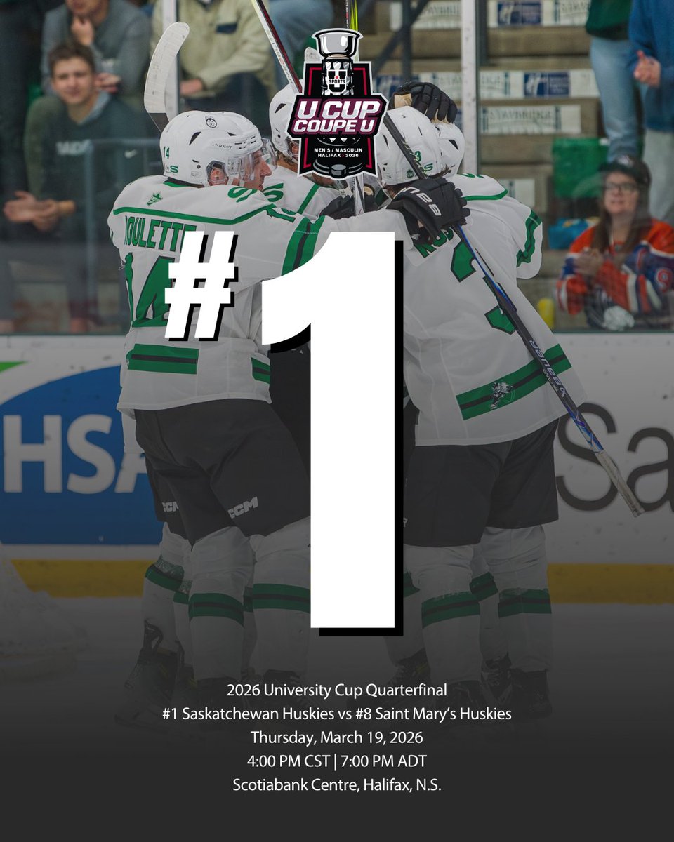 HuskieMHKY's tweet photo. U Cup top dogs 🐾⁠
⁠
The @CanadaWest Champion Huskies will enter the @USPORTSca University Cup seeded #1!⁠
⁠
The Dogs will travel to Halifax to play the @SMUHuskies in the quarterfinals on Thursday, March 19 at 4:00 PM (CST).⁠
⁠
#HuskiePride | #PowerOfThePack https://t.co/W4MSAlAcKS