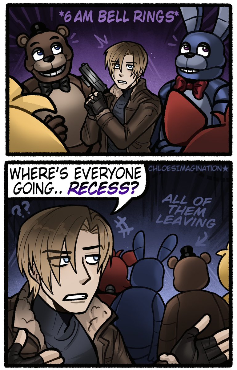 Leon Kennedy finishing a night at Freddy’s,,