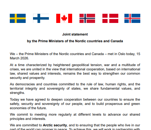 The Prime Ministers of the Nordic countries &amp; Canada released a joint statement today after their meeting in Oslo. But it could look a lot nicer. Governments ought first to consult <a href="/legalstyleblog/">Legal Style Blog</a> before issuing joint statements.

pm.gc.ca/en/news/statem…

regeringen.se/uttalanden/202…