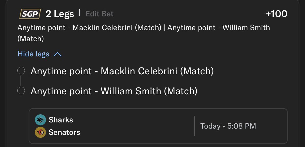 DougieBubsBets's tweet image. NHL Sunday Stacks 🏒

Celebrini/Smith 1+ Pts +100 1u
McDavid Assist + 3 SOG +100 1u

#TheFutureIsTeal #LetsGoOilers #NHLPicks #NHLBets #GamblingX