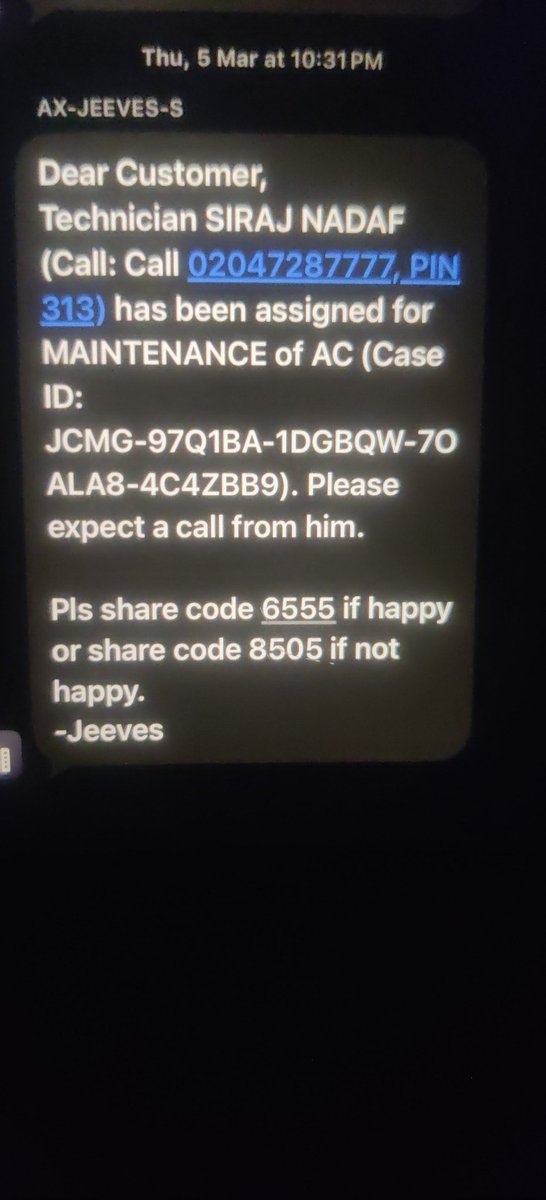 SharifMohsin's tweet photo. @flipkartsupport @Flipkart service booked for my ac on jeeves as per my plan on 26th feb still no one came till now are you guys only to take money for maintenance plan and not provided service attached call id https://t.co/gPyMRkp0G5