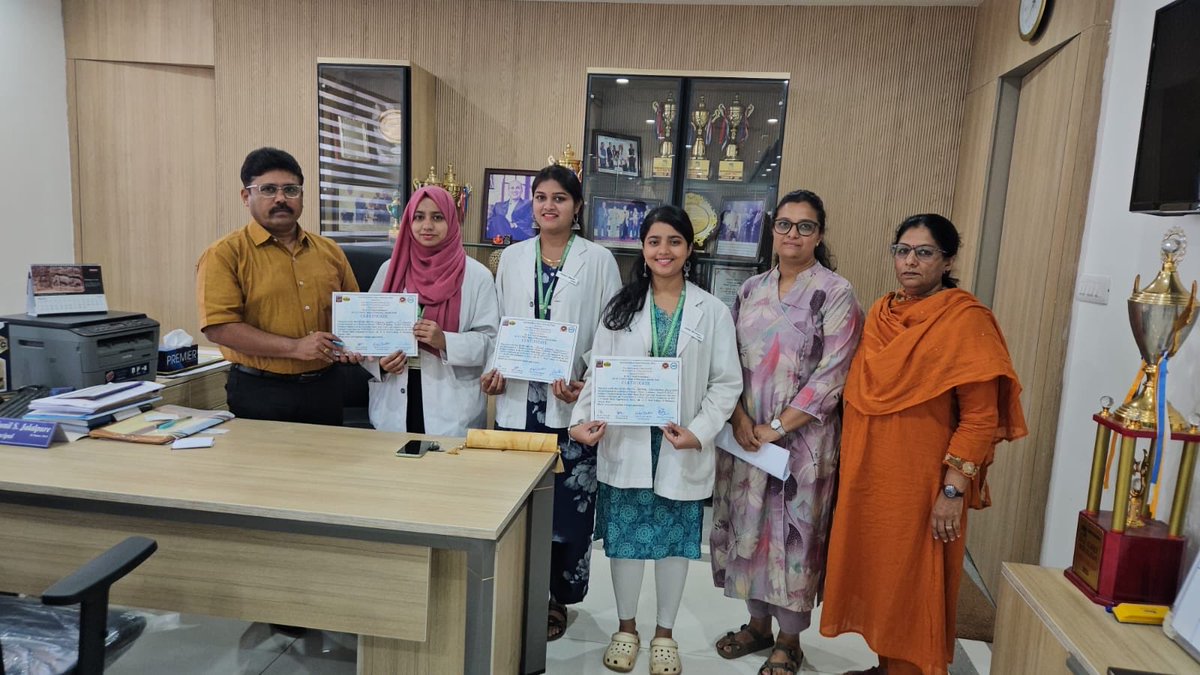 Heartiest congratulations to Anjalna Shaikh, Shivani Umarani, and Jasmine Shrivastava, Pharm.D 5th Year students of KLECoP, Belagavi, for securing 3rd Place in the E-Poster Presentation at the National Conference organized by Dr. D. Y. Patil College of Pharmacy, Akurdi, Pune.