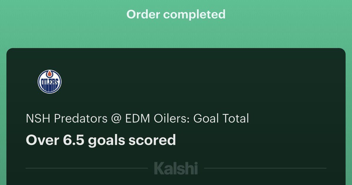 DougieBubsBets's tweet image. NHL Sunday Kalshi Play of the Day 🏒

NSH/EDM o6.5 -133 1u

Free $10 when you trade $10 on Kalshi using code BUBS

kalshi.com/r/bubs

#Smashville #LetsGoOilers #NHLPicks #NHLBets #GamblingX