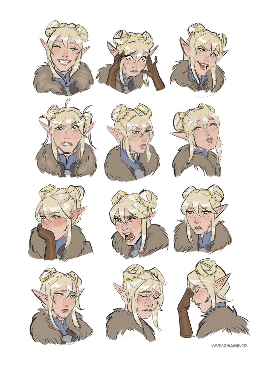 wendrawings's tweet image. a character sketch expression sheet commission I did recently! 🥰

had so much fun with this one! 

#commissionwork #opencommissions