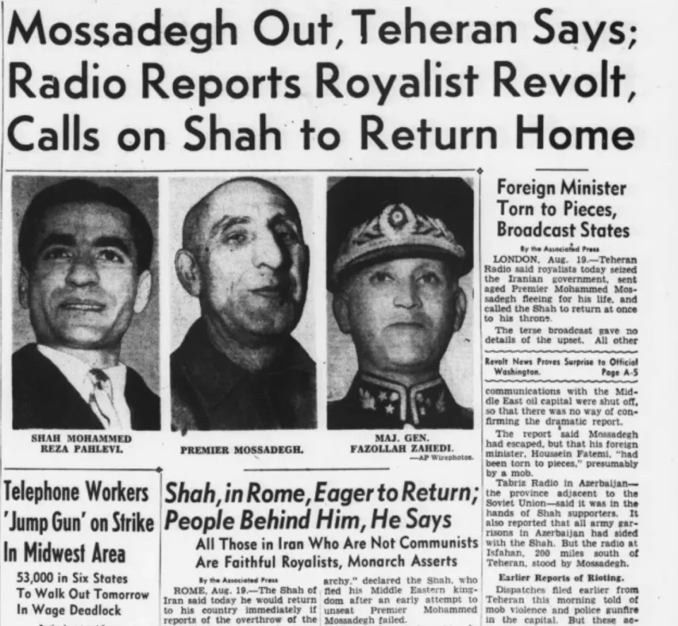 RealBroNat's tweet photo. The overthrow of Mossadegh of Iran.

In 1951 he moved to nationalize Iran’s oil controlled by Great Britain receiving bulk of profits.

A coup by CIA and MI6 in 1953 placed him under house arrest and replaced him with Reza Pahlavi a tool of International Jewish Finance. https://t.co/cVhhhagyXO