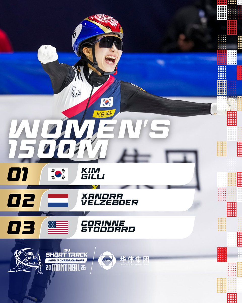 ISU_Speed's tweet photo. Second World Title of the weekend! 🏆🤯 

Kim Gilli 🇰🇷 takes the win in the Women’s 1500m! 👏

#ShortTrackSkating #WorldShortTrack https://t.co/P0me0inPti